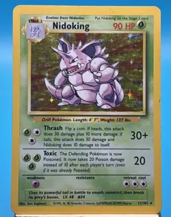⭐ Nidoking 11/102 ⭐ Original Holo Rare Base Set Pokemon Card 1999 WOTC TCG - Image 1