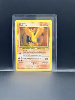 Pokemon Moltres TCG Fossil Card 12/62 Unlimited Holo Rare HP-MP Condition - Image 1