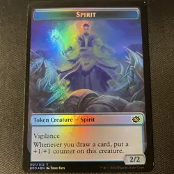 Spirit (2/2 Vigilance) *FOIL* MTG Brothers' War Token Teferi NM x1 - Magic Card - Image 1