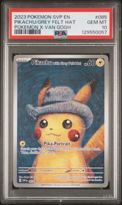 PSA 10 POKEMON SVP EN 2023 PIKACHU VAN GOGH GREY FELT HAT ENGLISH #85 PROMO CARD - Image 1