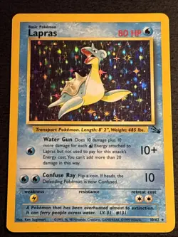 Lapras 10/62 Pokemon TCG Fossil Holo Foil Rare Card Lightly Played LP - Image 1