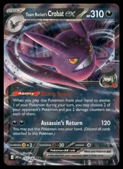 Pokemon Cards Team Rocket's Crobat ex 122/182 Destined Rivals Double Rare NM - Image 1
