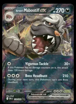 Pokemon Cards Arven's Mabosstiff ex 139/182 Destined Rivals Double Rare NM *1 - Image 1