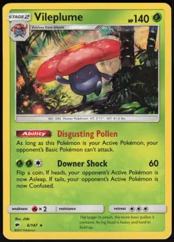 Vileplume 6/147 Holo Rare Burning Shadows Pokemon Near Mint - Image 1