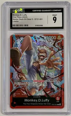 2025 One Piece Monkey D Luffy ST21-001 Gear 5 CGC 9 Mint Leader English - Image 1