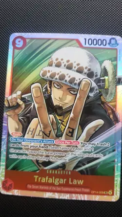 Bandai One Piece Trafalgar Law OP14-009 SR 10000 Power Rush Holo Character Card - Image 1
