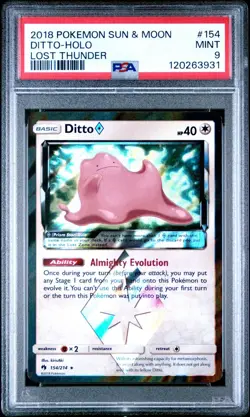 2018 Pokemon Sun & Moon Ditto #154 Lost Thunder Holo PSA 9 - Image 1