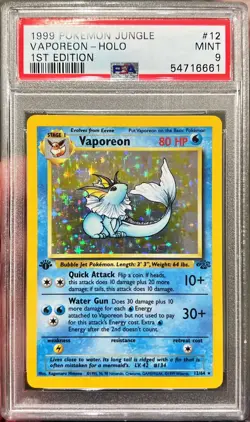 1999 Pokemon Jungle Vaporeon 1st Edition Holo 12/64 PSA 9 Mint - Image 1