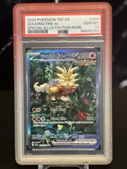 2024 Pokemon Tef EN-Temporal Forces Gouging Fire EX #204 Special Rare PSA 10 - Image 1