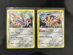 Zacian SWSH033 + Zamazenta SWSH034 Pokemon TCG Sword & Shield Black Star Promos - Image 1