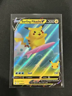 Surfing Pikachu V 008/025 Ultra Rare Pokemon TCG Celebrations NM - Image 1