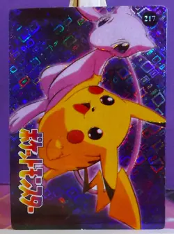 POKEMON POCKET MONSTERS VENDING PRISM STICKER 217 MEW PIKACHU - Image 2