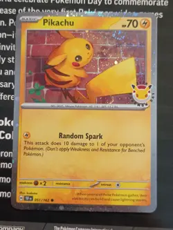 2026 Pokemon Day Pikachu 051/162 Stamped Promo DOUBLE HOLO SWIRL 🌀🌀 NM 🔥 - Image 1