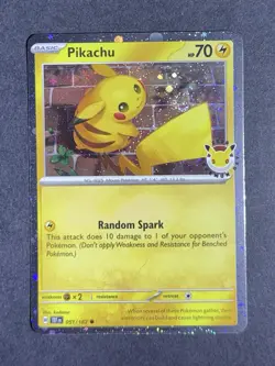 2026 Pokemon Day Pikachu 051/162 Stamped Promo DOUBLE HOLO SWIRL - Image 3
