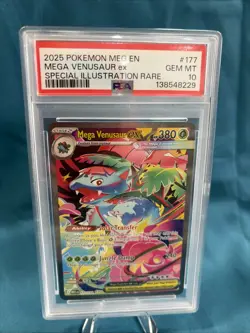 2025 Pokemon Mega Evolutions Venusaur EX Special Illustration Rare #177 PSA 10 - Image 1