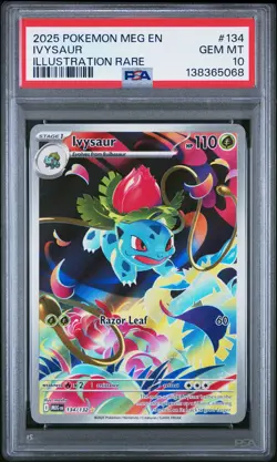 2025 Pokemon Meg En-Mega Evolution #134 Ivysaur Illustration Rare PSA 10 - Image 1