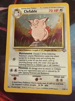 POKEMON TCG WOTC JUNGLE CLEFABLE #1/64 HOLO RARE UNLIMITED 1999 MODERATELY PLAY - Image 1