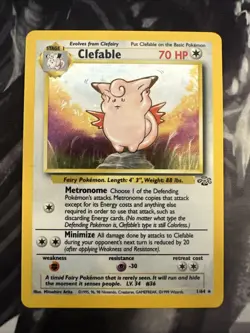 Pokemon TCG Clefable 1/64 Jungle Holo Rare Unlimited - Image 1