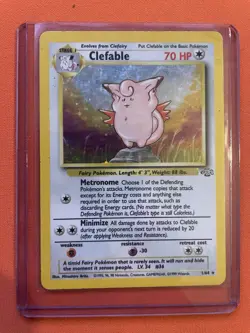 Pokemon TCG Clefable Jungle Holo Card 1/64 Unlimited Rare - Image 1