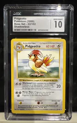 1999 Shadowless Base Set Pidgeotto Pokemon Card #22/102 Cgc10 Pop11!! Rare Psa - Image 1