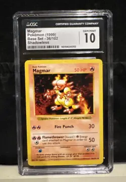 Magmar Shadowless 1999 1st Card WOTC Base Set 36/102 Cgc10 Pop 14!! not psa10 - Image 1