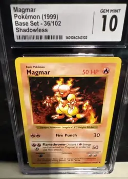 Magmar Shadowless 1999 1st Card WOTC Base Set 36/102 Cgc10 Pop 14!! not psa10 - Image 2
