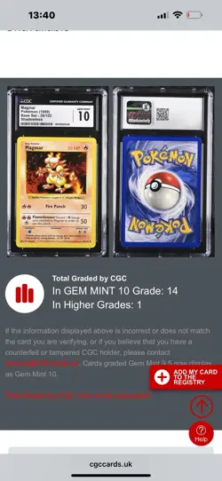 Magmar Shadowless 1999 1st Card WOTC Base Set 36/102 Cgc10 Pop 14!! not psa10 - Image 4