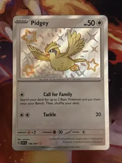 Shiny Pidgey 196/091 SV: Paldean Fates Holo Pokemon Card - Image 1