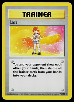 Pokemon Card Base Set Shadowless Lass 75/102 Unlimited Rare - Image 1