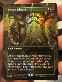MTG Secrets Of Strixhaven Sylvan Library Borderless FOIL Special Guest - Image 1