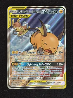 Pokemon Raichu & Alolan Raichu GX 221/236 Full Alt Art Unified Minds - Image 1