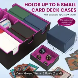 2200+ Card Storage Box For Trading Cards, Holds 5 Decks Card Box, Leather, Green - Image 2