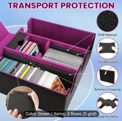 2200+ Card Storage Box For Trading Cards, Holds 5 Decks Card Box, Leather, Green - Image 3