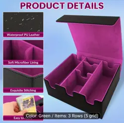 2200+ Card Storage Box For Trading Cards, Holds 5 Decks Card Box, Leather, Green - Image 4