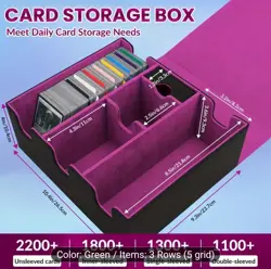 2200+ Card Storage Box For Trading Cards, Holds 5 Decks Card Box, Leather, Green - Image 5