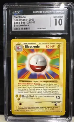 Pokemon Base Set Electrode Shadowless cgc10 21/102 WOTC 1999!! Pop9 not Psa10 - Image 1