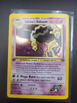 1st Edition Pokemon Sabrina's Alakazam Swirl Gym Challenge - Image 1