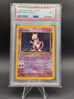 PSA 9 Pokemon TCG Mewtwo Base Set 10/102 Holo Unlimited Holo Rare Mint - Image 1