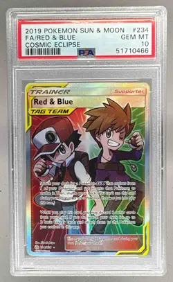2019 Pokemon Sun Moon Cosmic Eclipse 234 Red & Blue PSA 10 51710466 - Image 1