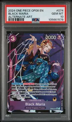 2024 ONE PIECE OP08-TWO LEGENDS #074 BLACK MARIA OP08-ALTERNATE ART PSA 10 - Image 1