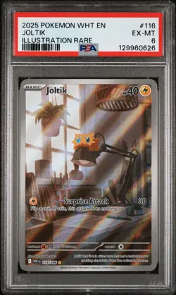 2025 POKEMON WHT EN-WHITE FLARE ILLUSTRATION RARE #116 JOLTIK PSA 6 - Image 1