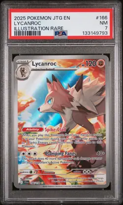 2025 POKEMON JTG EN-JOURNEY TOGETHER ILLUSTRATION RARE #166 LYCANROC PSA 7 - Image 1