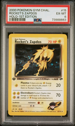 2000 POKEMON GYM CHALLENGE #15 ROCKET'S ZAPDOS 1ST EDITION HOLO - PSA 6 - Image 1