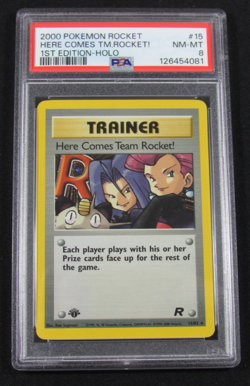 2000 Pokemon Rocket HERE COMES TEAM ROCKET! HOLO 1st Edition 15/82 PSA 8 NM-MT - Image 1