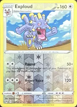 Exploud 137/185 Rare Vivid Voltage Pokemon Reverse Holo Lightly Played - Image 1