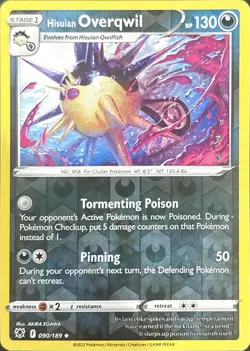 Hisuian Overqwil 090/189 Uncommon Astral Radiance Pokemon Reverse Holo Near Mint - Image 1