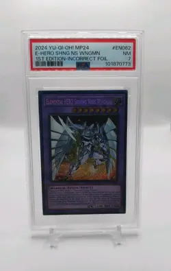 Yu-Gi-Oh E Hero Shining Neos Wingman Secret Rare Foil Misprint MP24-EN062 PSA 7 - Image 3