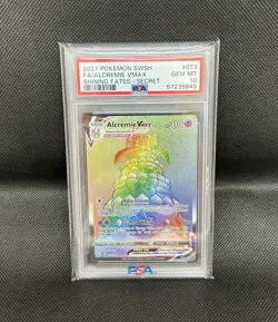 Pokemon Shining Fates Alcremie VMAX Secret Rainbow Rare PSA 10 Full Art 073/072 - Image 1