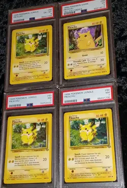 4 Total- 1999 Pokemon Base Set/Jungle Pikachu 58 - 60 - PSA 7/7/6/5 Unlimited - Image 1