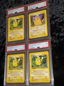 4 Total- 1999 Pokemon Base Set/Jungle Pikachu 58 - 60 - PSA 7/7/6/5 Unlimited - Image 2